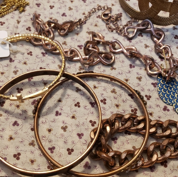 ESTATE Jewelry Lot Vintage Copper Rhinestones Rings - Picture 6 of 12